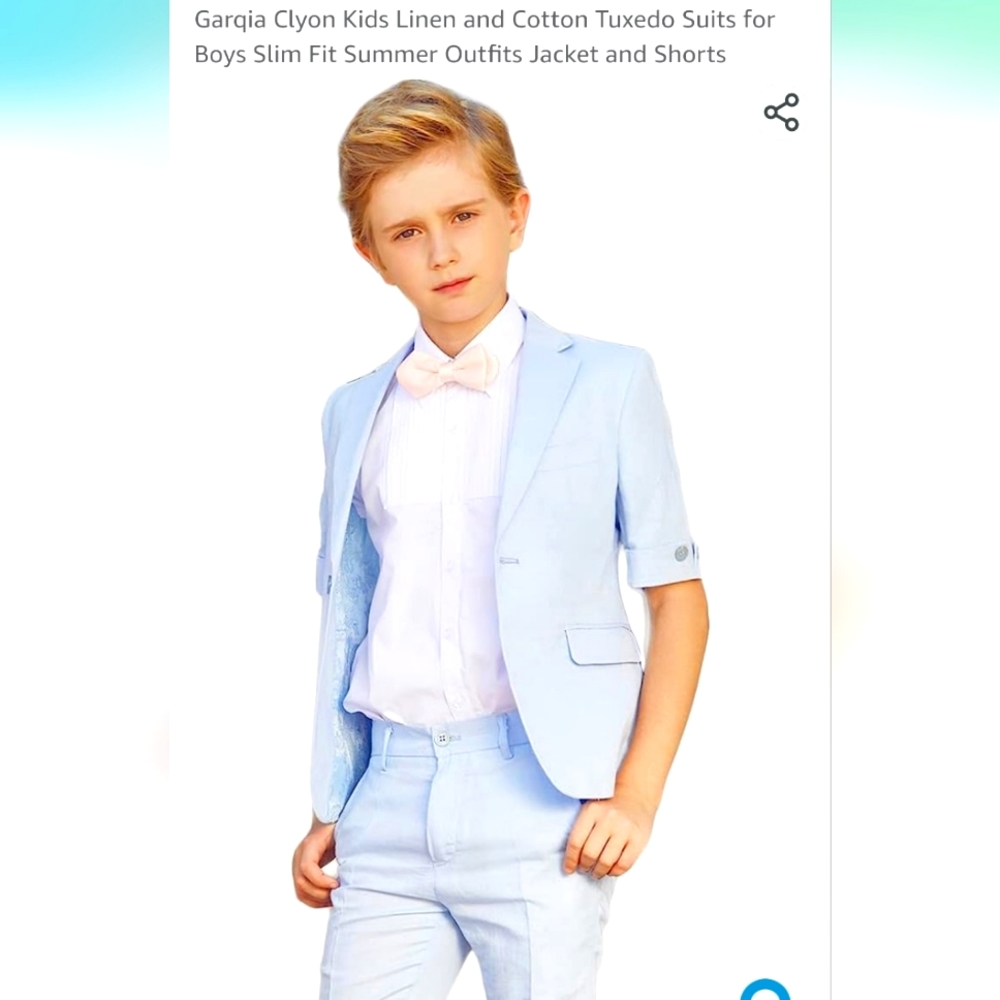 Boys blue summer tux outfit